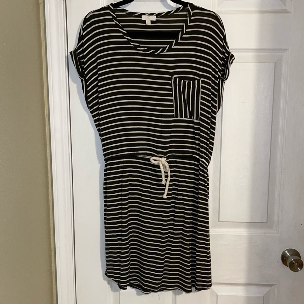 Striped Casual Cinch Waist Dress